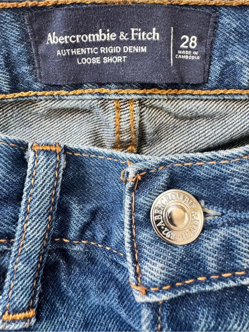 Men’s Abercrombie & Fitch Authentic Rigid Denim Loose Shorts Size 28